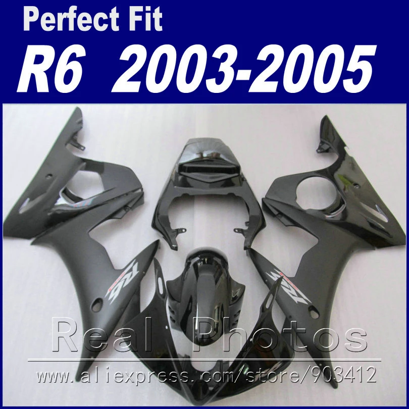 Free custom motorcycle parts for YAMAHA R6 fairing kit 2003 2004 2005 glossy&matt black  Fit YZF R6 fairings 03 04 05