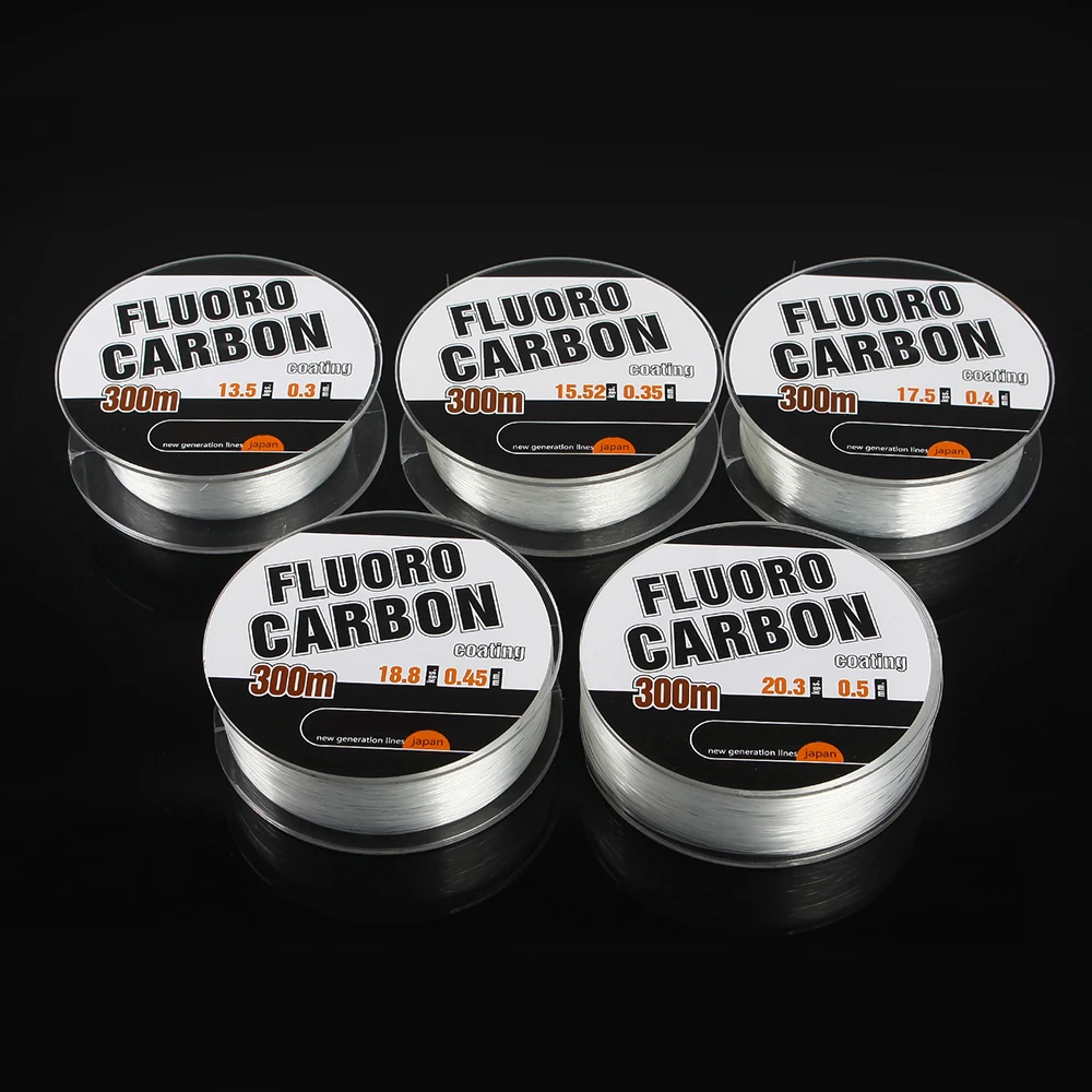 300M Carbon Fiber Coating Fishing Line 0.3-0.5MM 30-45LB FluoroCarbon Fly Fishing String Cord Wire Shock Leader Japan