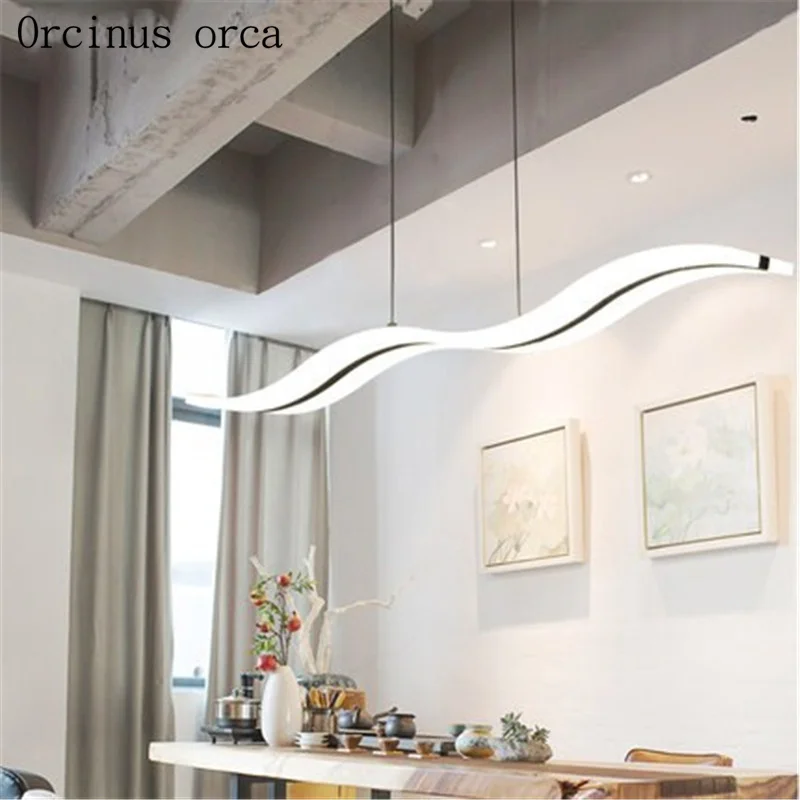 

Creative modern led dining room dining room chandelier personality simple atmospheric line lamps