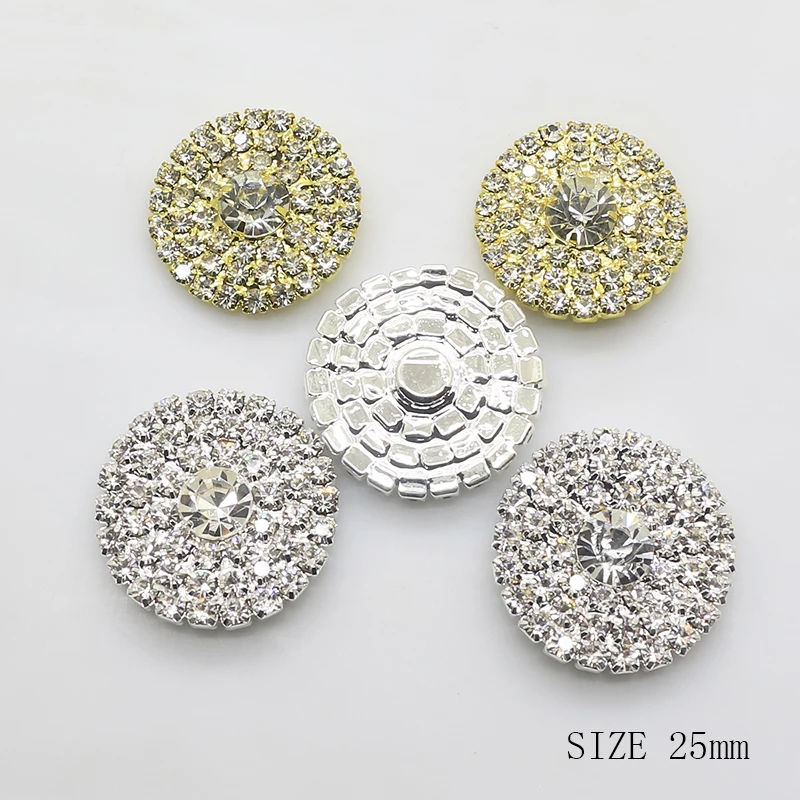 ZMASEY Sale New 5pcs/lot 25mm Rhinestone Buttons Shank Decoration Wedding Fit Ribbon Hair Supply Full Invitation Diy Accessories