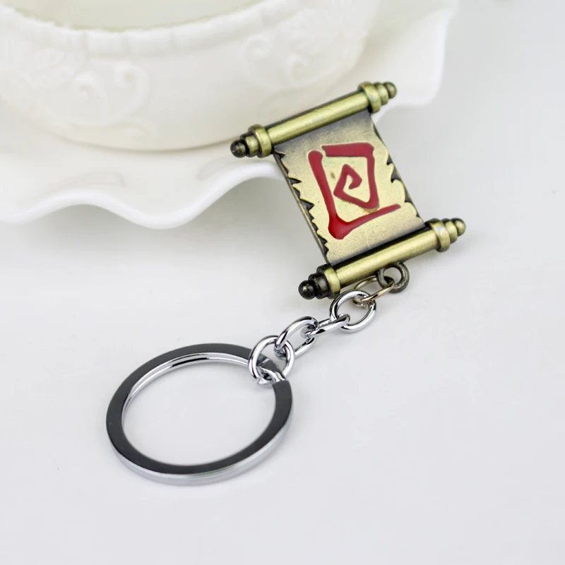 Popular Game Theme Dota 2 Keychain Classic Scroll Figure Metal Pendant Keyring Fashion Car Key Chains For Key Holder Trinkets