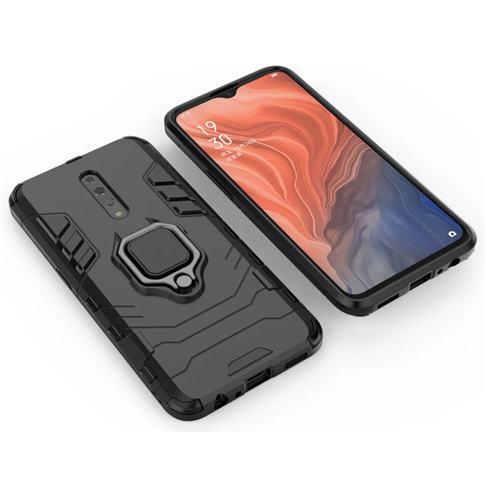 For OPPO Reno Z Case 6.4 inch Luxury Ring Back Cover Stand Armor ShockProof Case For Oppo RenoZ PCDM10 PCDT10 CPH1979 Phone Case