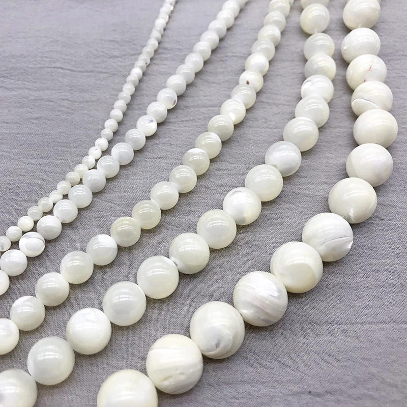 Natural Round Trochus Niloticus Top Shell Stone White Beads For Jewelry Making DIY Bracelet Necklace 4/6/8/10 mm Strand Earrings