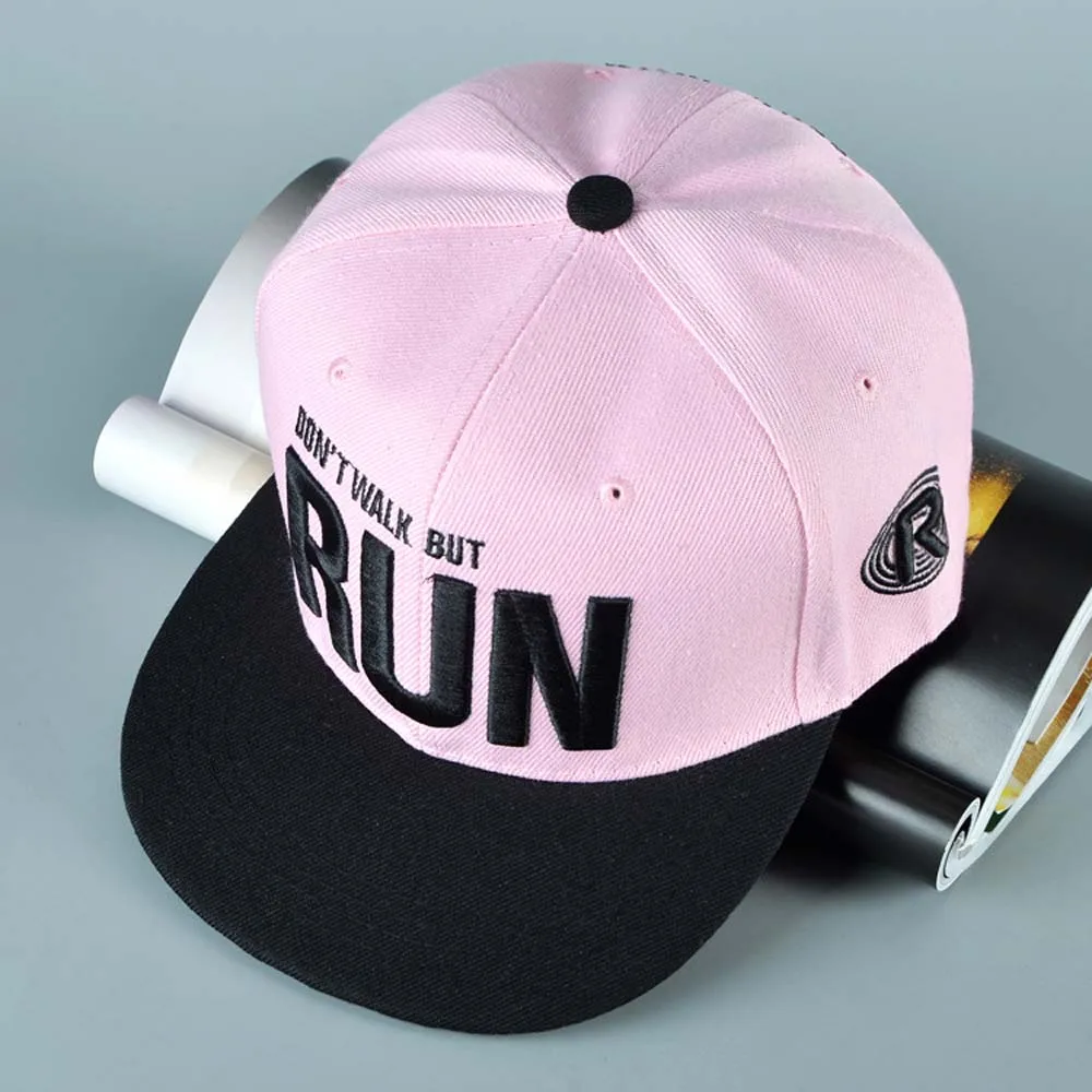 2017 new Runing Letter Snapback Baseball Cap Camouflage Hip Hop Hat For Men Women Street Dance Fashion Aba Reta Pink