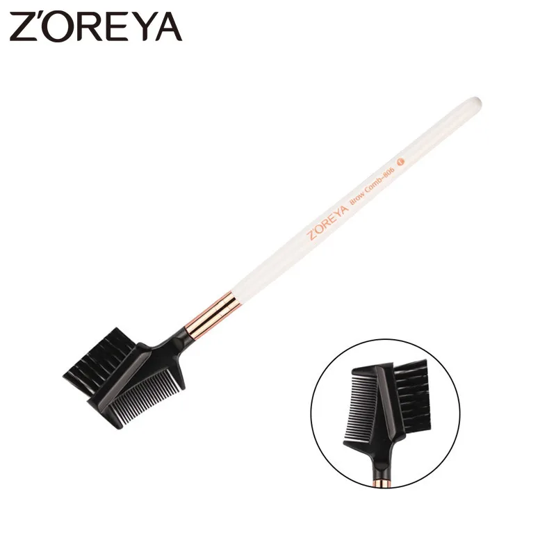 

ZOREYA Brand High Quality Eyebrow Makeup Brushes Pearl White Wooden Handle Brow Brush Lash Comb Cosmetic Tools 1 Pcs