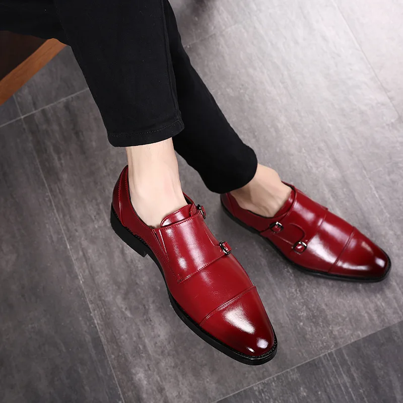 Italian Luxury Brand Leather Formal Shoes Men Classic Oxford Shoes For Men Loafers Men Dress Shoes Double Monk Strap Footwear image 4