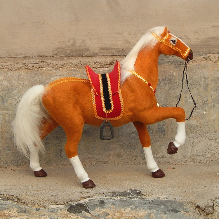 middle simulation horse toy brown lucky polyethylene&furs horse model horse doll gift about 35x30cm 1957