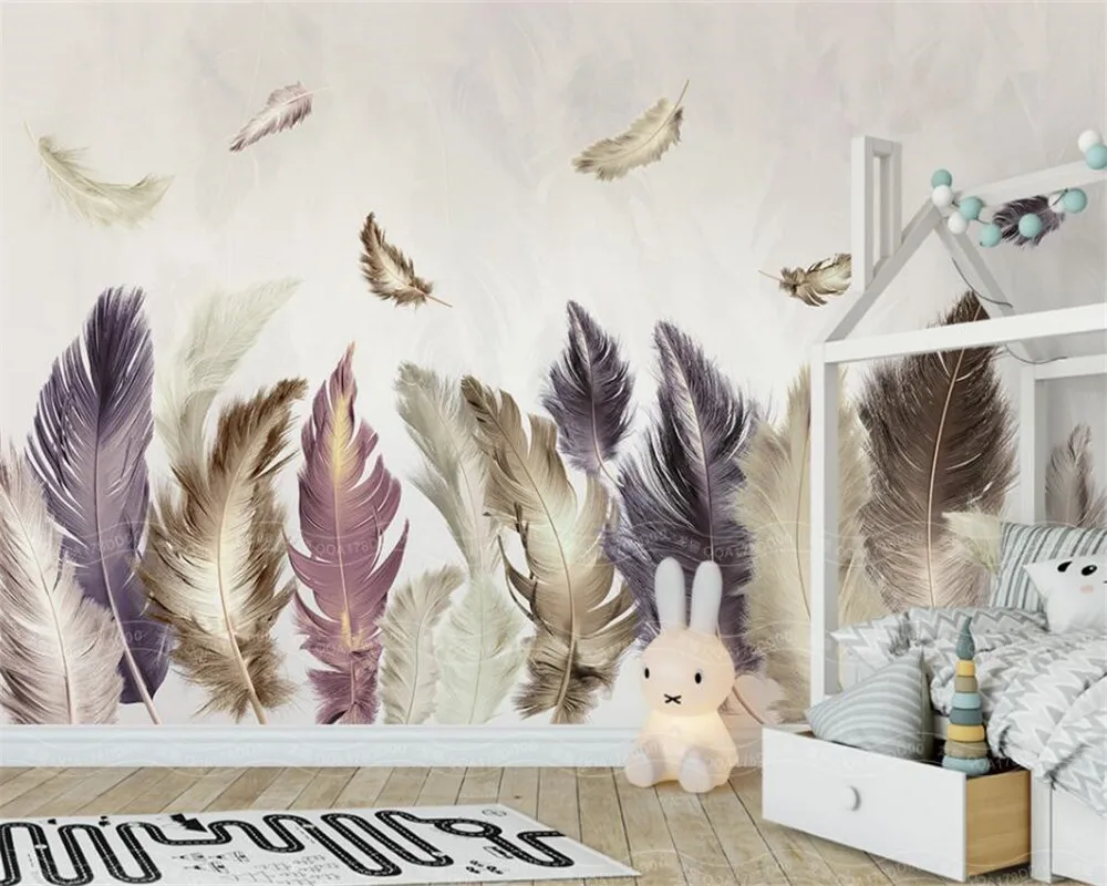 

Beibehang Modern home custom wallpaper mural gold feather background wall wallpaper decoration painting wallpaper for walls 3 d