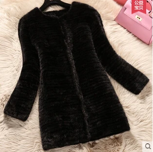 2017 new design Outerwear High Quality! Women Knitted Mink Fur Coats With Big Turn-Down Collar Mink Fur Coats Real Fur Coats