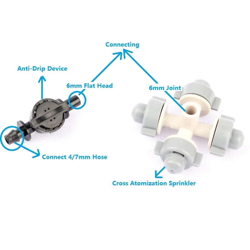 3set 8L/H Cross Atomization Sprinkler+Anti-Drip Device Good Misting Effect advanced technique Greenhouse Irrigation Spray Nozzle