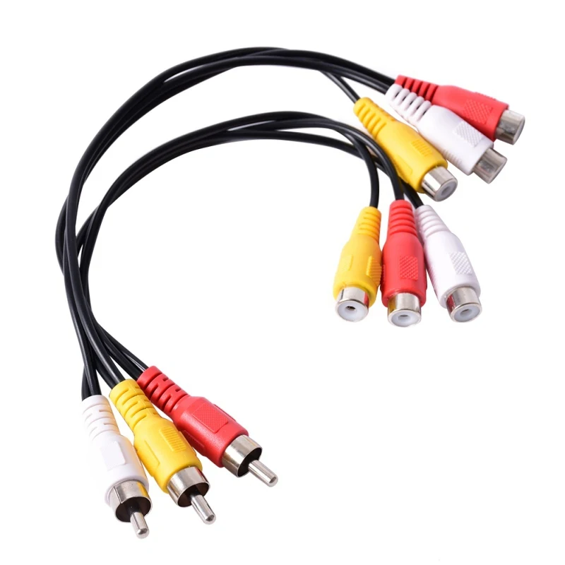 

20PCS/LOT 3 RCA Male To 6 RCA Female Plug Splitter Audio TV DVD Video Adapter AV Cable Wire