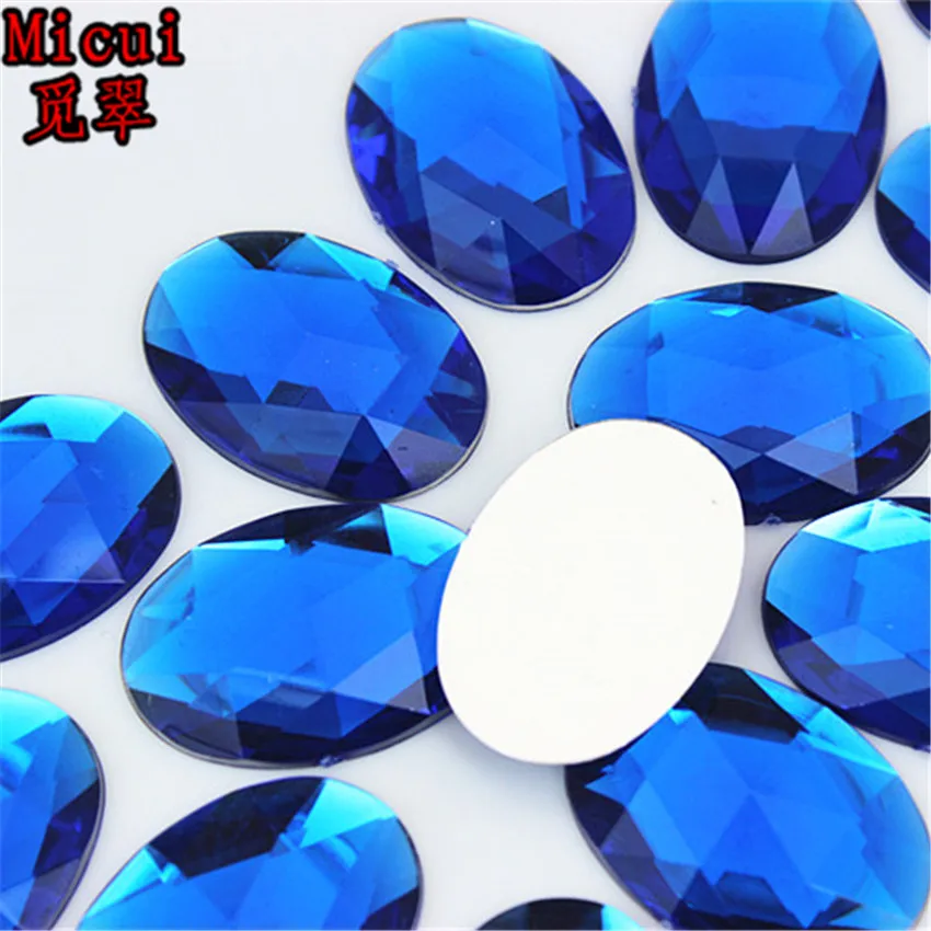 Micui 100PCS 18*25mm Oval Acrylic Rhinestones Flatback Crystals Stones For Clothes Dress Decorations Jewelry Accessories ZZ137