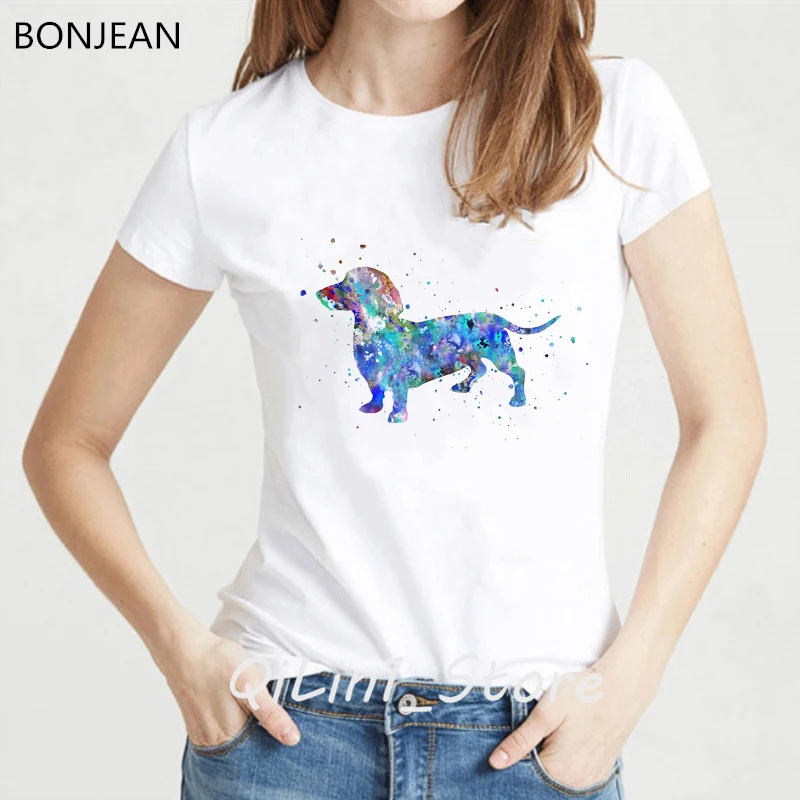 2024 Summer Fashion Watercolor Chihuahua Animal Print T-Shirt Women Funny Dog Design Tops Tee Shirt Femme Casual Cool Tshirt