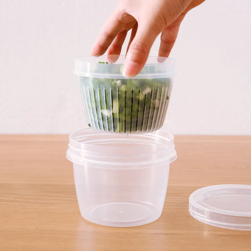 Seasoning Strainer Bowl Plastic Bowl Cup Transparent Storage Box Christmas Food Grade Drainer Bowl Double Layer Kitchen Utensil