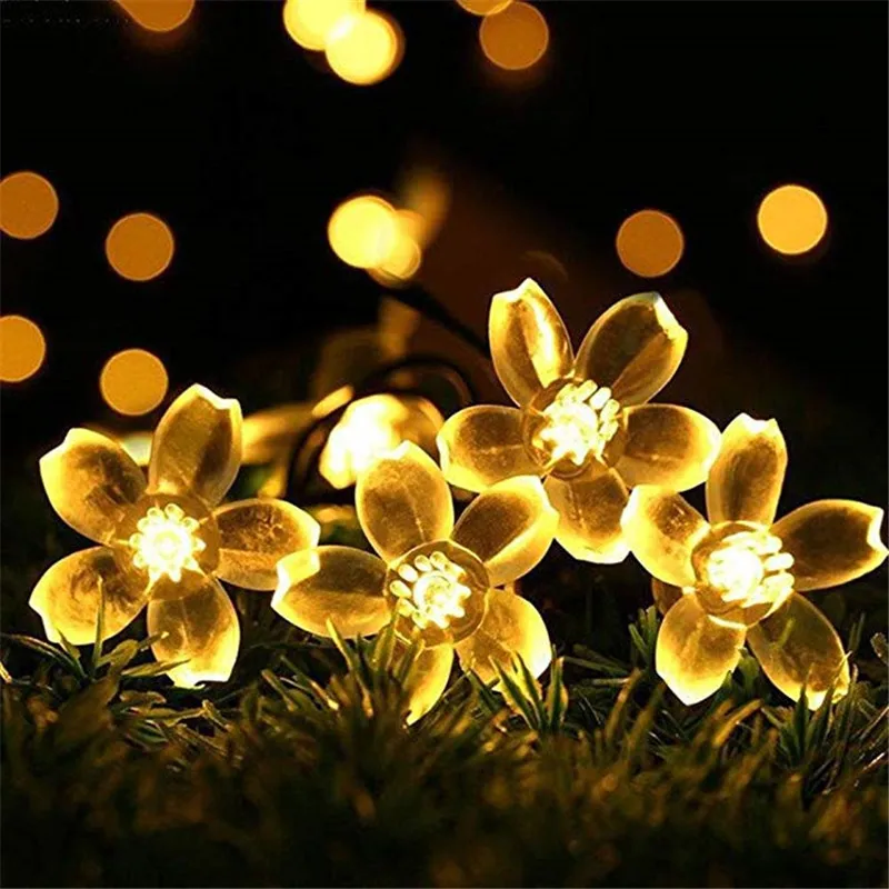 Solar String Lights 10m 100led Peach Flower Waterproof Outdoor Decoration Lighting Fariy Christmas Lights Wedding Party Garden