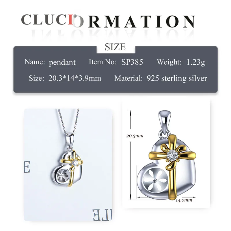 CLUCI Zircon Silver 925 Heart Pendant Pearl Necklace Pendant for Women Christmas Gift 925 Sterling Silver Pendant SP385SB