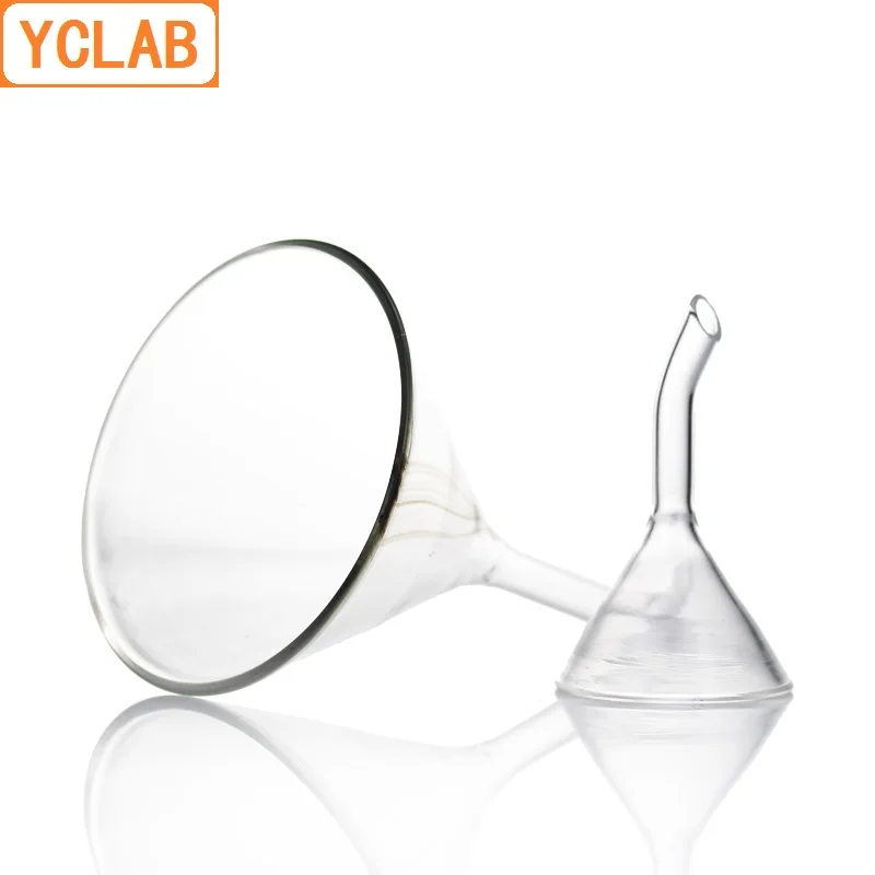 YCLAB 75mm Funnel Elbow Stem Glass Laboratory Chemistry Equipment