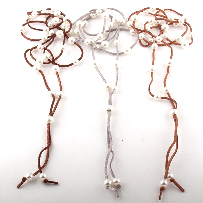 Bohemian Jewelry Pearl Shiny Multi Rope Long Necklace For Women