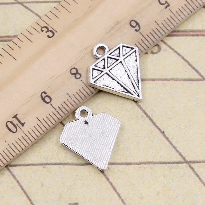 20pcs Charms Faceted dia-mond Gem 16x18mm Tibetan Silver Color Pendants Antique Jewelry Making DIY Handmade Craft