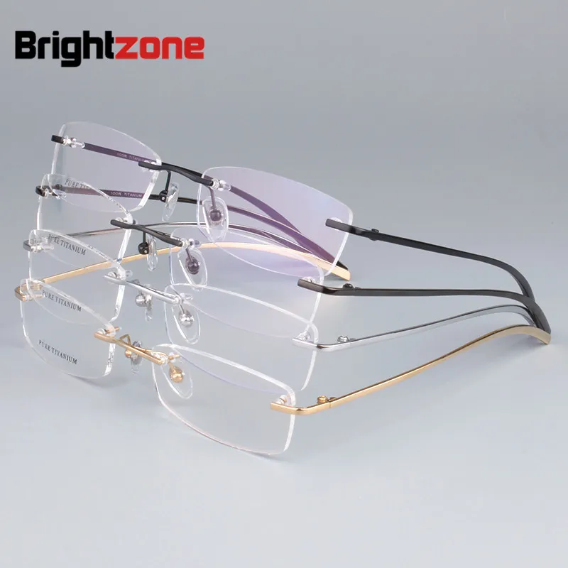 ขายร้อน100% Pure Titanium Rimlessผู้ชายกรอบแว่นตาออพติคอลผู้หญิงRX-Able Eyeแว่นตาLight Demoเลนส์Oculos