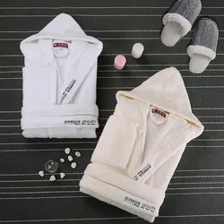 Thick Cotton Hooded Bathrobe Embroidery Soft Terry Robe Hotel Absorbent Night Dressing Gown Pijamas Bridesmaid Robes Household