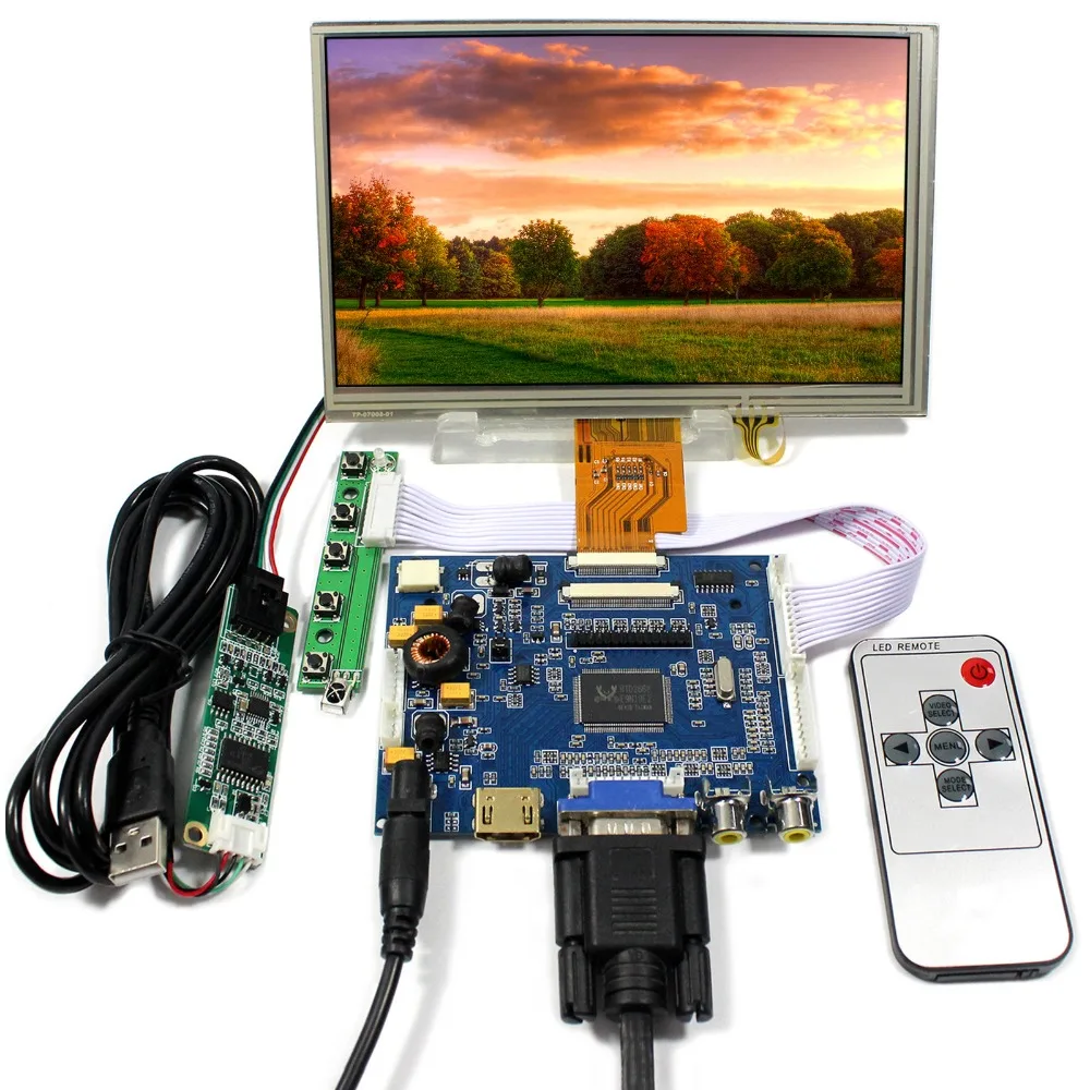 

HD MI VGA 2AV Audio LCD Control Board+7inch 1024x600 AT070TNA2 LCD With Touch Panel