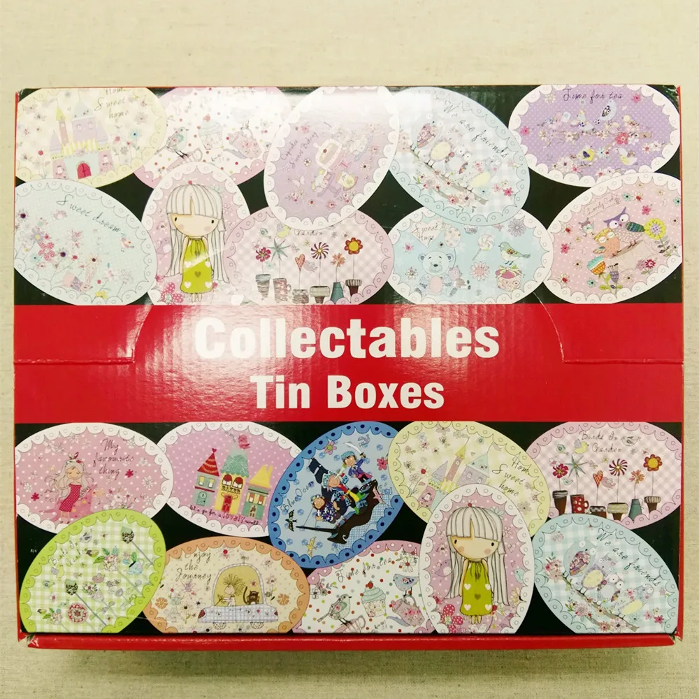 30pcs/lot Storage Box Lovely Girl Printing Oval Shape Candy Box Handmade Soap Case Iron Tin Jewelry box Mini Pill Case Mixdesign