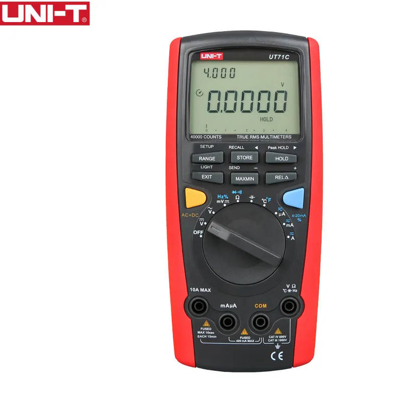 UNI-T UT71C Intelligent Digital MultiMeters True RMS Max Display 39999 Volt Amp Ohm Capacitance Temp Tester USB Data Transfer