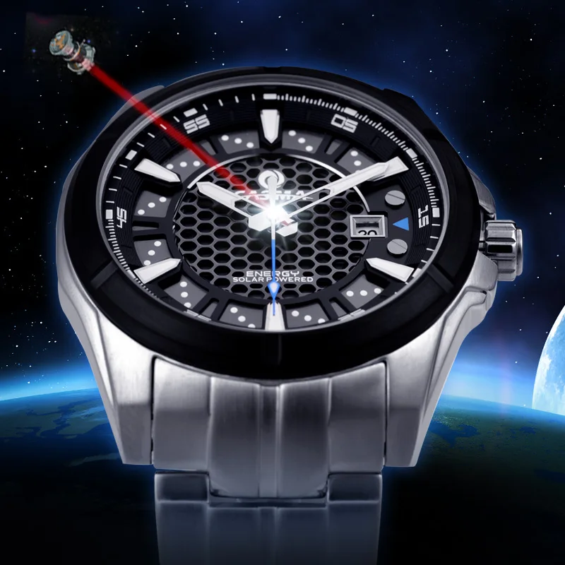 Imagem -02 - Relógio Masculino Casima Militar Relógio de Quartzo para Homens Carga Energia Solar Safira Relógio de Pulso à Prova Impermeável Água Reloj Hombre