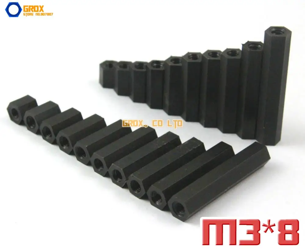 

200 Pieces Black Nylon M3 x 8mm Female PCB Motherboard Standoff Spacer