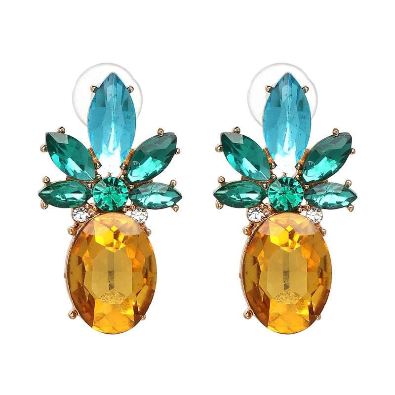 New Colorful Crystal Statement Stud Earrings Girls Rhinestone Earrings Fashion Jewelry Accessories for Women Gift Wholesale 2023