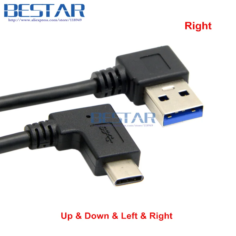 

1FT Angle TYPE-C Reversible USB 3.1 USB-C Angled to 90 Degree Left Right Up Down Angled USB 3.0 type A Male Data Cable 30CM