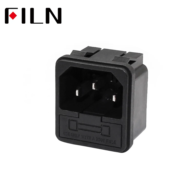 FL-AC-11  1PC 3-PIN IEC320 C14 Male Power Cord Inlet Socket Receptacle Connector With Fuse Holder 250V 10A