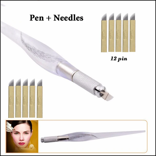 

Eyebrow Microblading kit microblading pen with blades of 10 pcs PCD 12 pin microblade needles for brow embroidery makeup