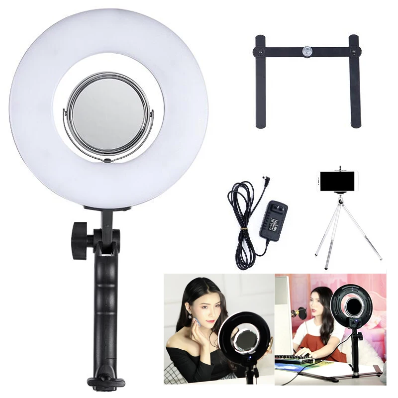 8 Inch 24W 5500K Dimmable Photo Studio Photography Tabletop Makeup Ring Light  Phone Video Live Light Lamp With Free Gift