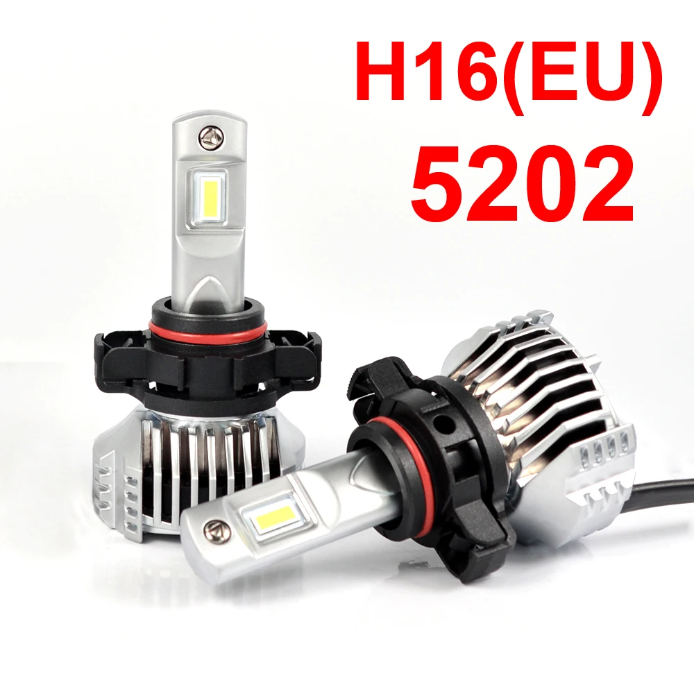 

1 Set H16(EU) 5202 P12 Car LED Headlight Super Bright 0.72MM Ultra Thin No Blind W/ Driver Front Lamps Bulb 6K White 90W 13000LM