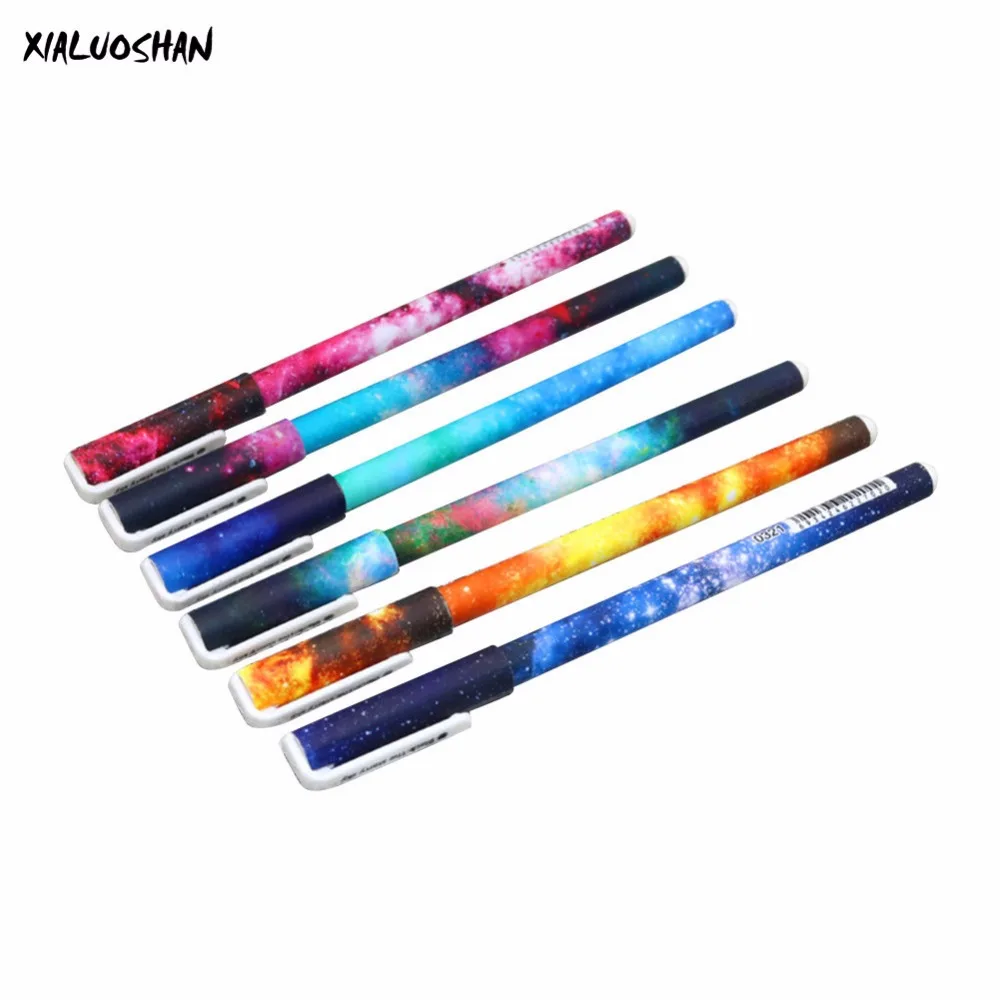 6 Pcs/lot 0.38mm Black Cute Gel Pen Signature Pen Escolar Papelaria Cute Cartoon Star Serie