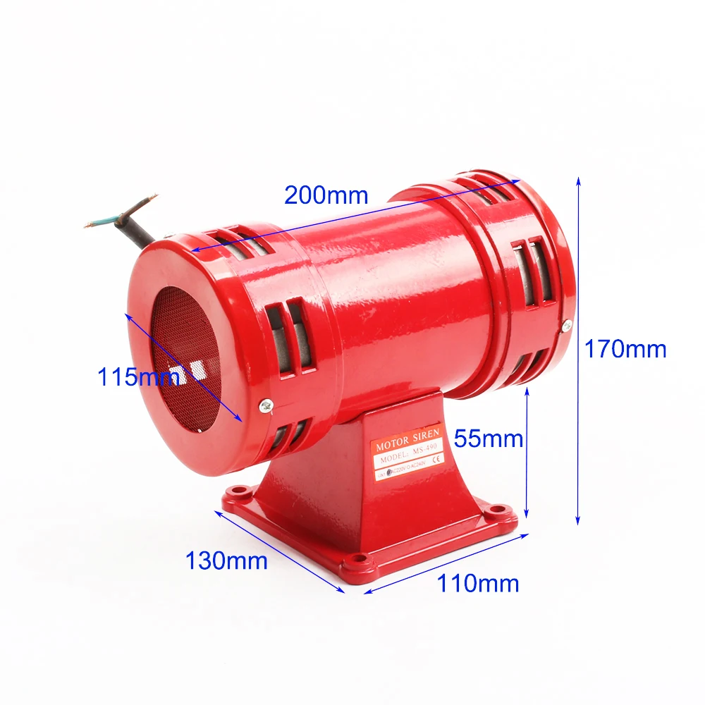 Sirène de Raid à moteur MS-490 v, 110v ac, 140db, moteur, haut décibel, alarme de bateau à Double industrie, industrie minière