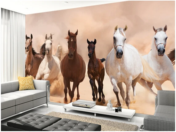 Custom papel DE parede infantil. Herd of Horses Panoramic used in the sitting room the bedroom TV setting wall vinyl wallpaper