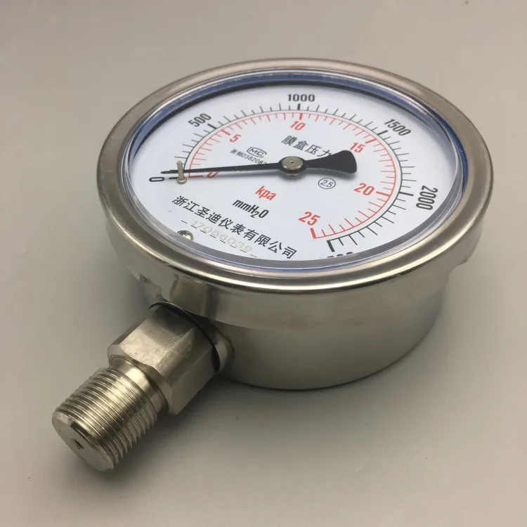 Manometro a membrana in acciaio inossidabile YE-100BF Micro misuratore di pressione KPa contatore del Gas KPa metro