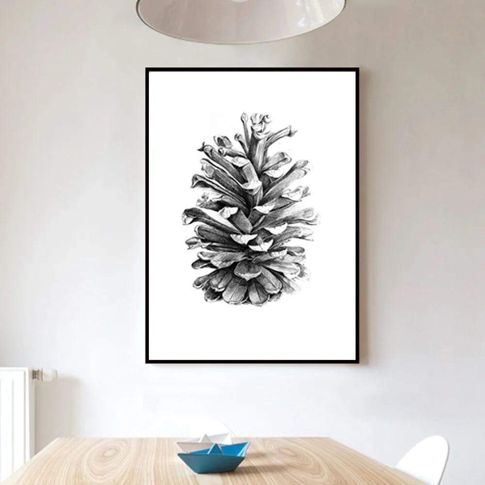 Black and White Sketch Hand Draw Pine Cone Canvas Painting Art Posters Prints Nordic Wall Pictures for Living Room Home Decor image 5
