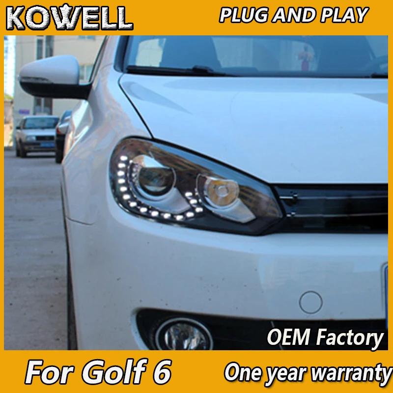 KOWELL Car Styling Head Lamp for Golf 6 Headlights 2009-2012 Golf 6 Head Light DRL Turn Signal Low High Beam Projector Lens