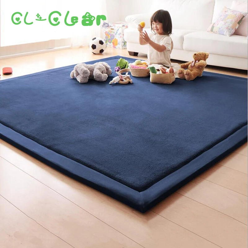 

New 2CM Thick Play Mats Coral Fleece Blanket Carpet Children Baby Crawling Tatami Mats Cushion Mattress For Bedroom