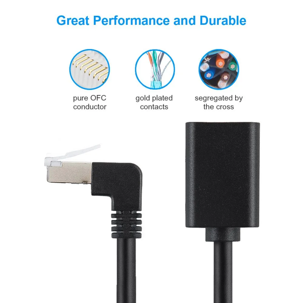 Cablecreation FTP Cat6 إيثرنت الحبل متعدد زاوية Cat6 ذكر إلى أنثى شبكة ملحق تمديد كابلات لأجهزة الكمبيوتر المحمول راوتر مطلية بالذهب 0.5 متر