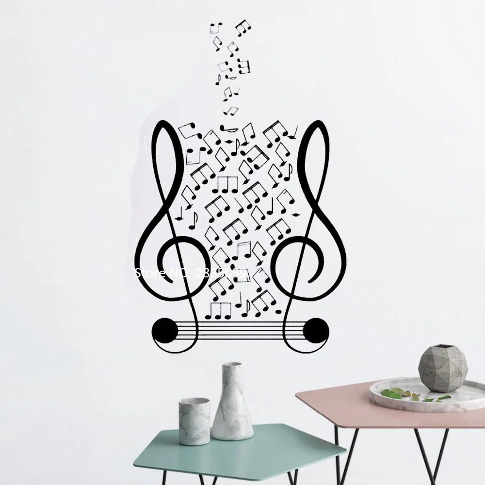 

Виниловая наклейка с музыкальными нотами, Настенный декор, Скрипичный ключ, настенная наклейка, музыка, украшение для дома, спальни, самоклеящиеся фрески LC1123