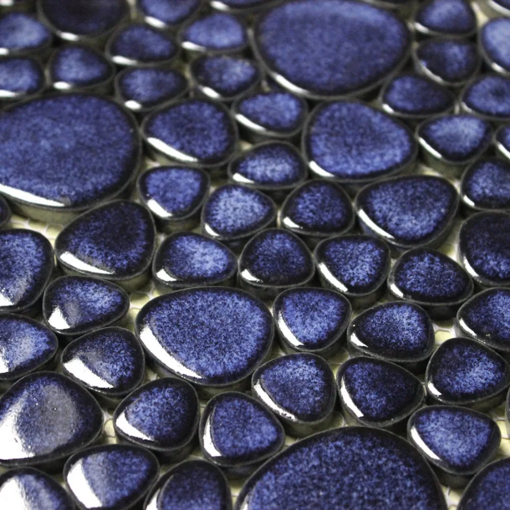 

Express Shipping Free Porcelain Navy blue pebble ceramic mosaic tile bathroom floor tile Garden Home decoration swimming pool