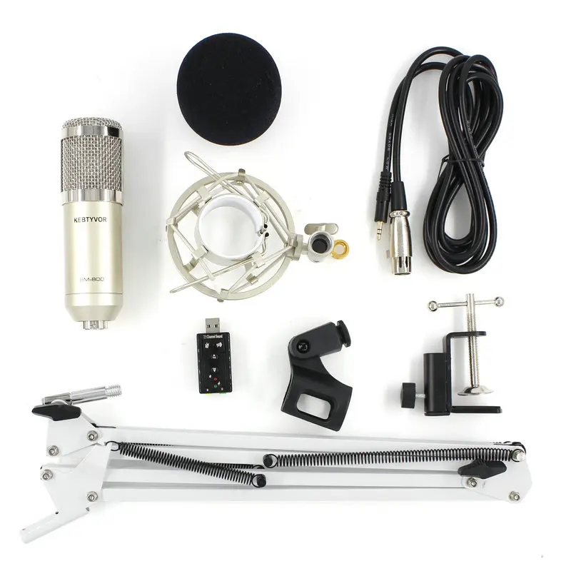 BM 800 Studio Vocal Rrecording Condenser Microphone Kits Bundle Mikrofon for Computer Microfone for Audio Vocal Record