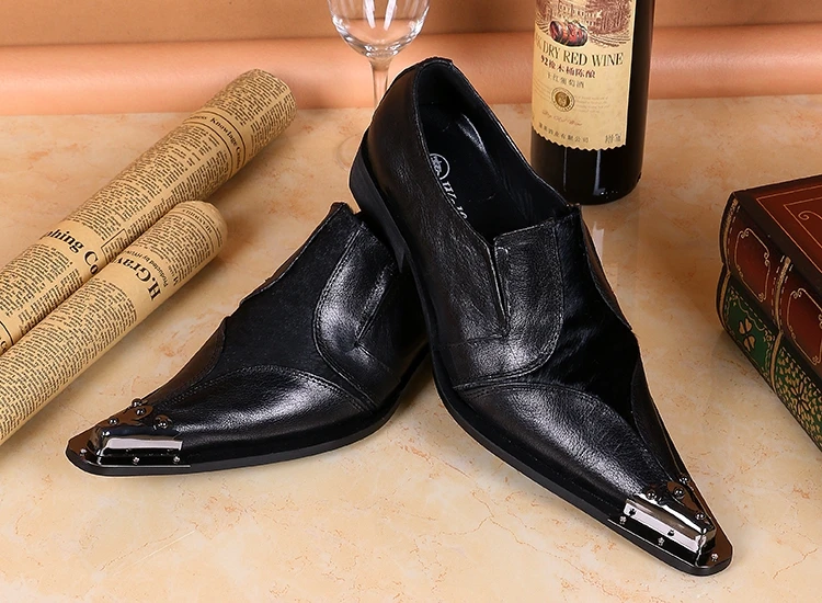 Sapato social masculino couro black steel pointed toe dress formal shoes male genuine leather business oxford italian shoes men