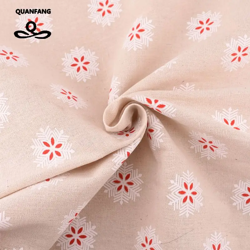 QUANFANG 6pcs/Lot Christmas Series Printed Cotton Linen Fabric For Patchwork DIY Quilting Sewing Placemat,Bags Materia 30cm*40cm