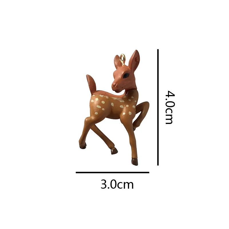 2pcs 3D Kawaii Sika Deer Simulation Animal Charms Pendants PVC Christmas Necklace Earrings Diy Jewelry Make C261